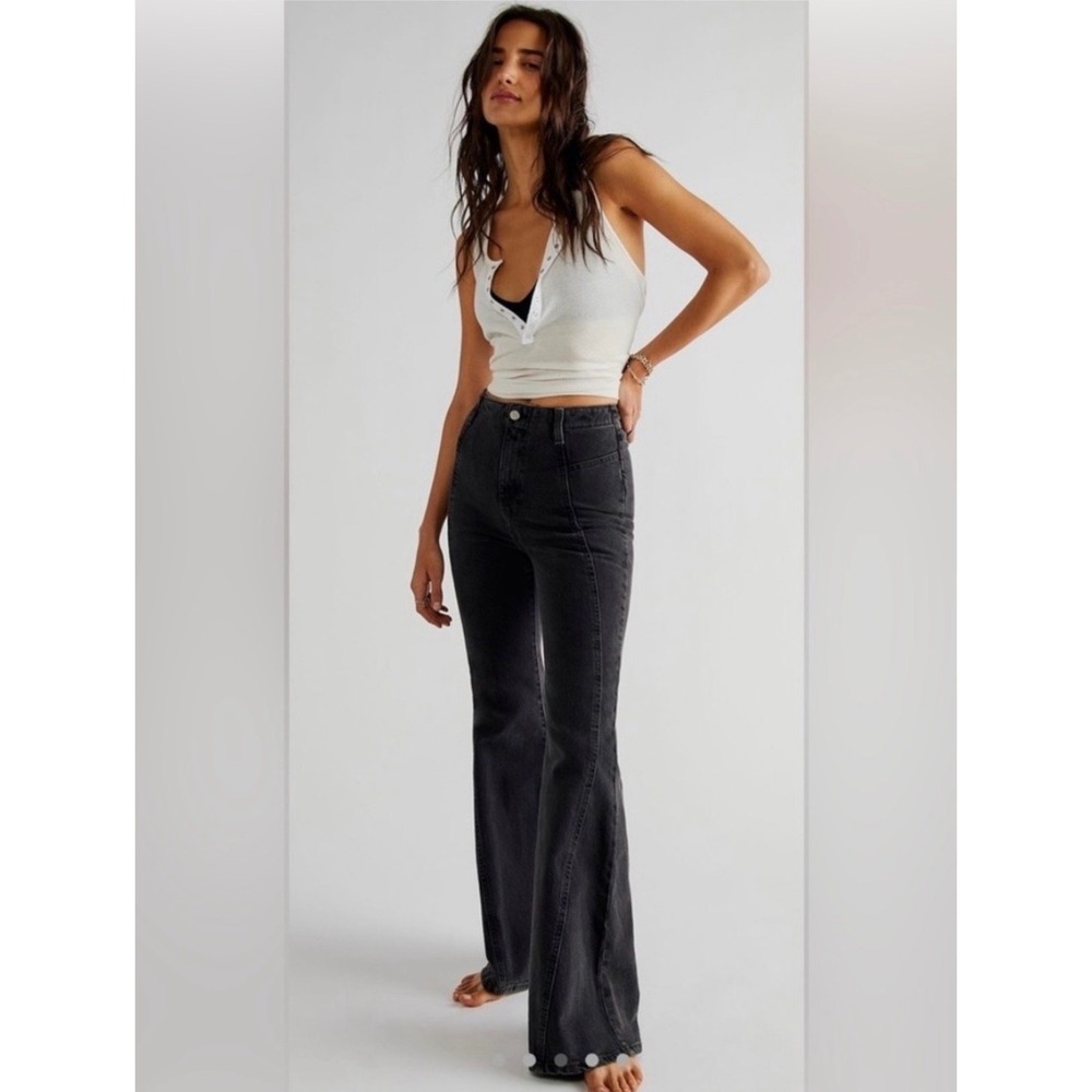 Free People We The Free Florence High Rise Flare Jeans Black Size 31